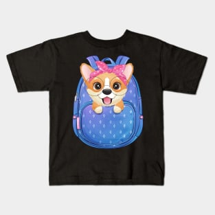 Cute little corgi sitting inside a bag tshirt Kids T-Shirt